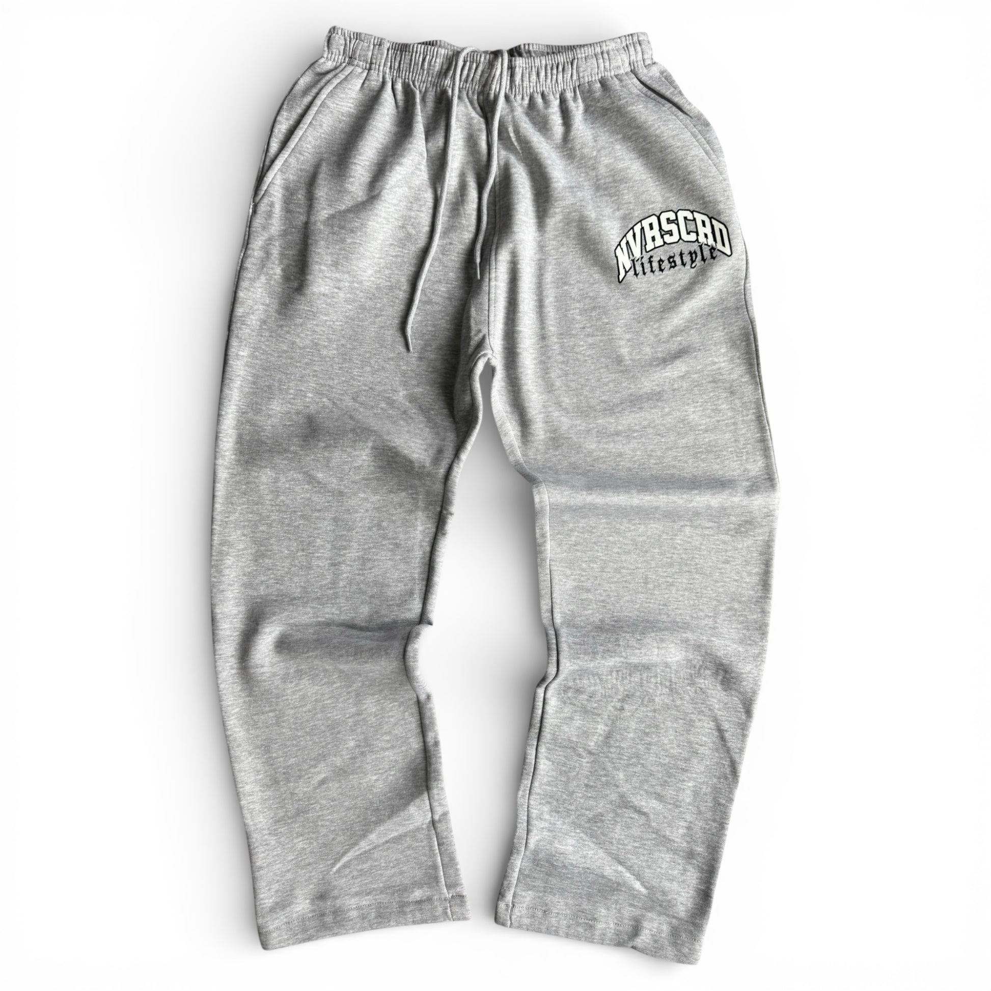 Straight leg heather grey team logo sweat pants