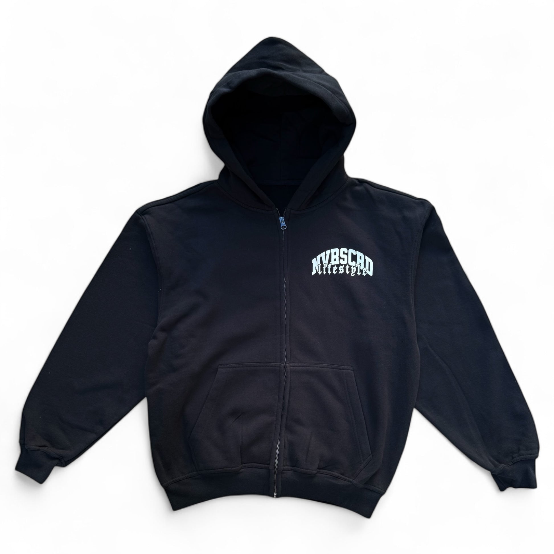 Black/white zip up hoodie