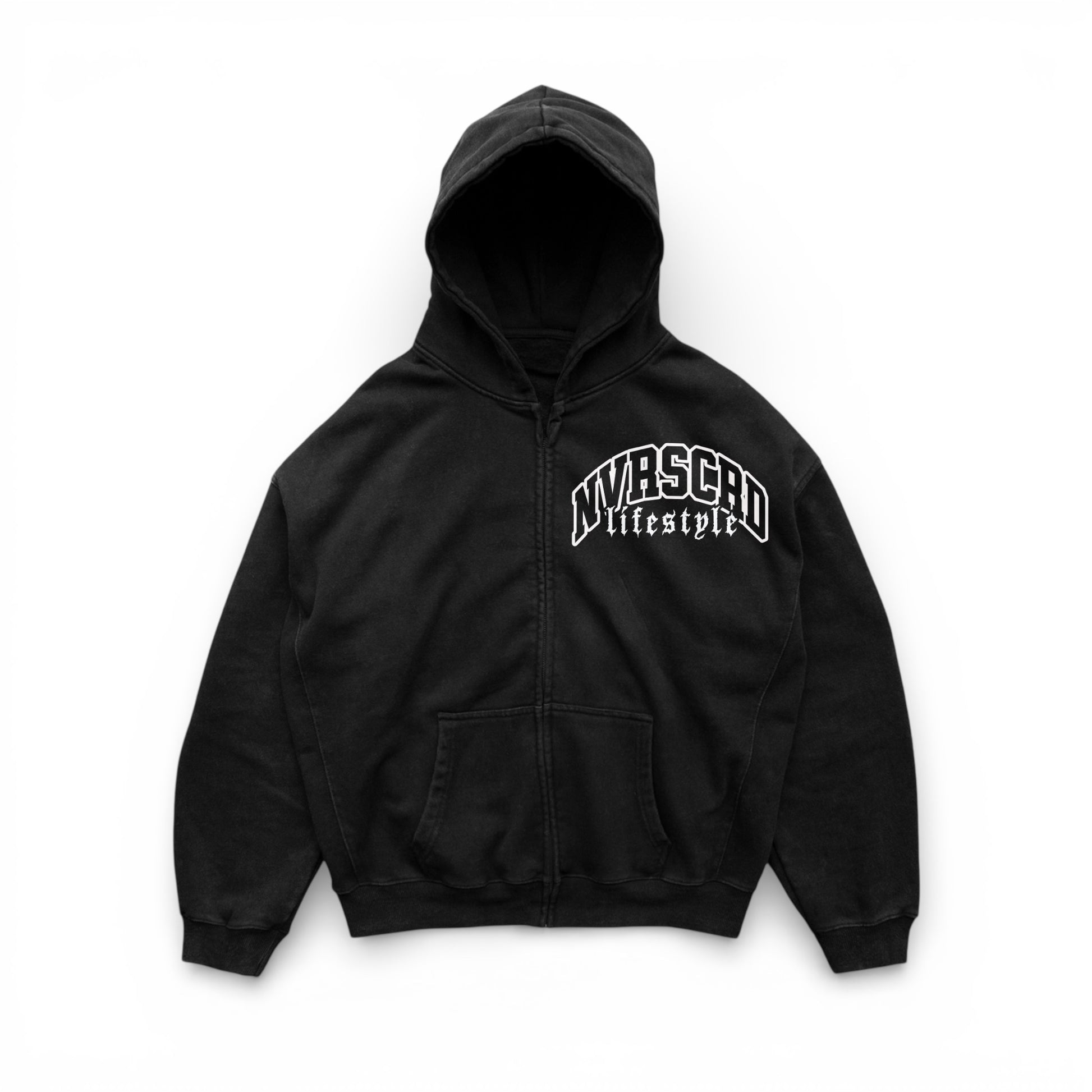 “YOUTH” Black!/white team logo zip up hoodie