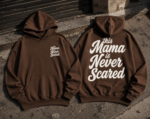 Moms hoodie brwn/wht
