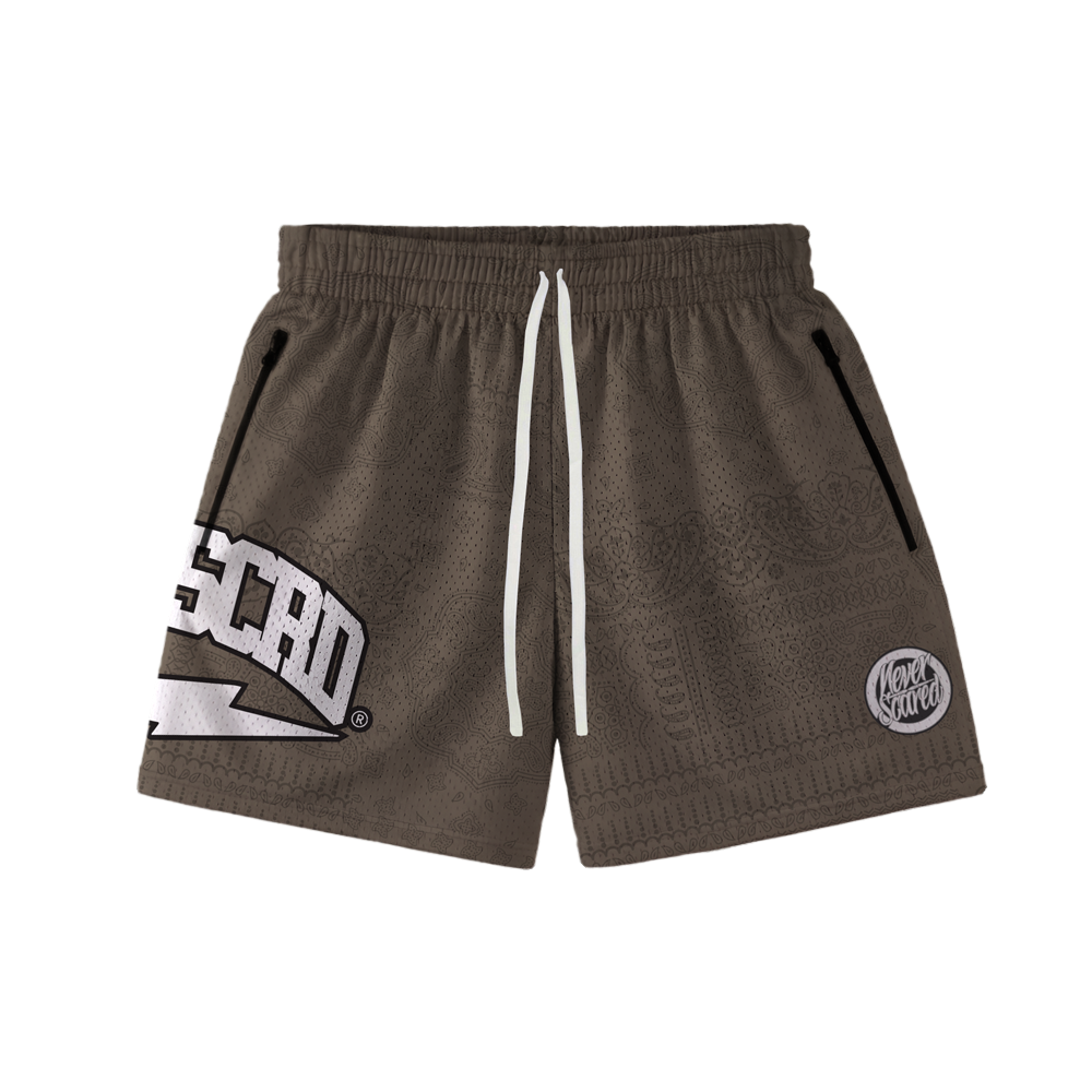 Brown paisley Team hoop shorts