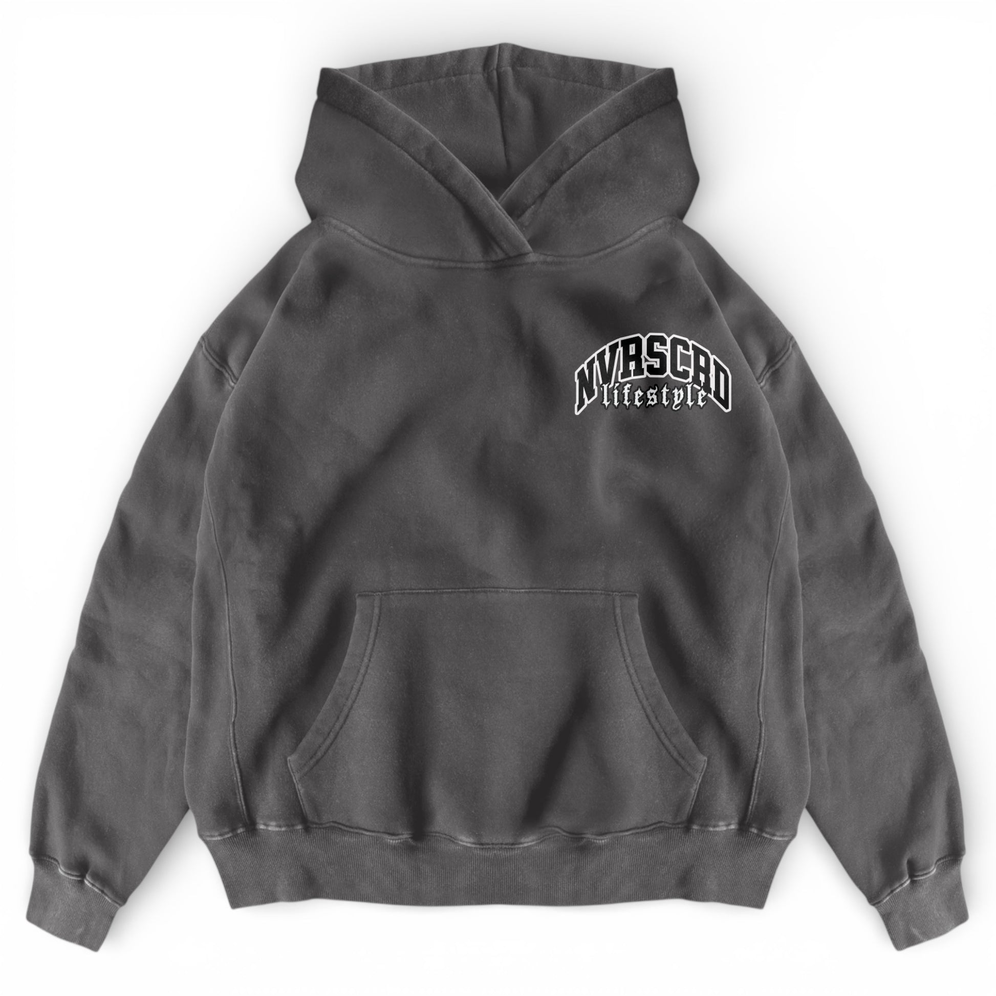 Premium grey wash team logo hoodie