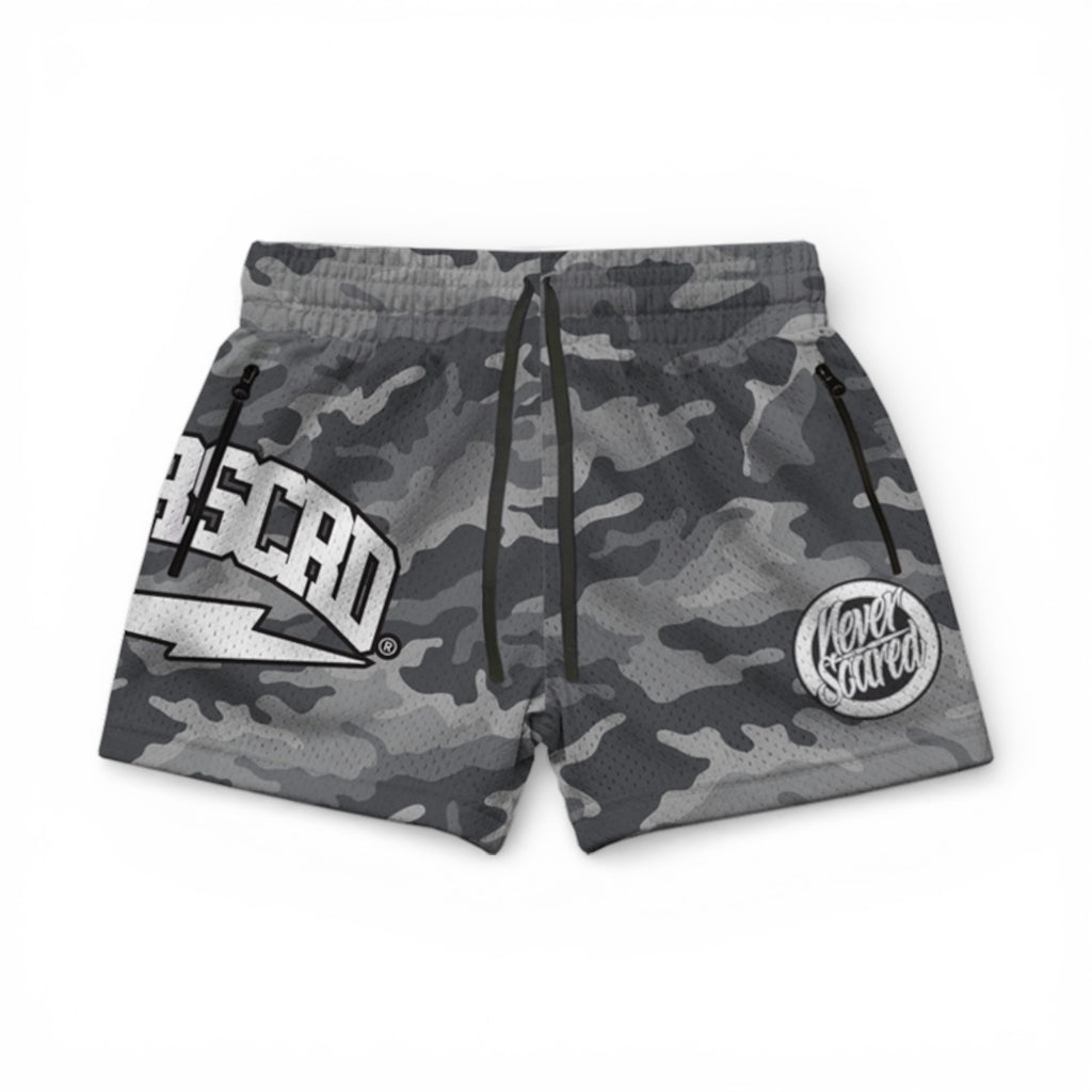“KIDS” Grey camo OG team hoop shorts