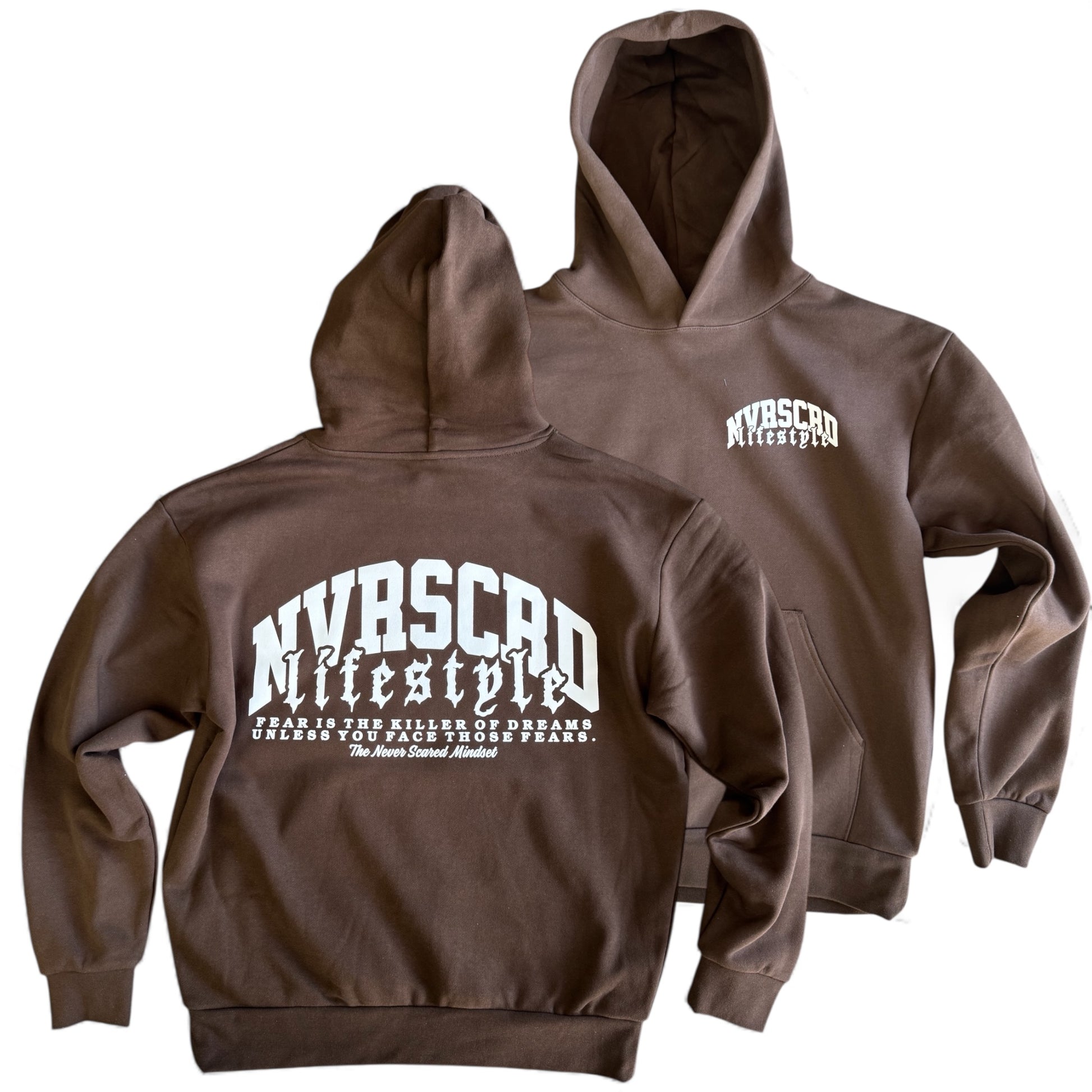 Brown/white team logo hoodie